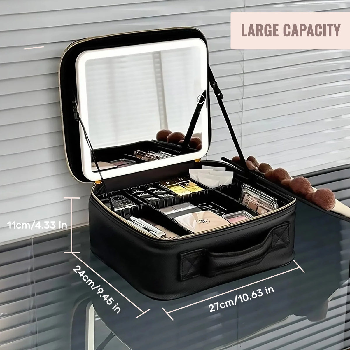Travel Makeup Bag With LED Lighted Mirror, Makeup Train Case With Adjustable Dividers For Home,Gift,Vacation Smash Price Shop