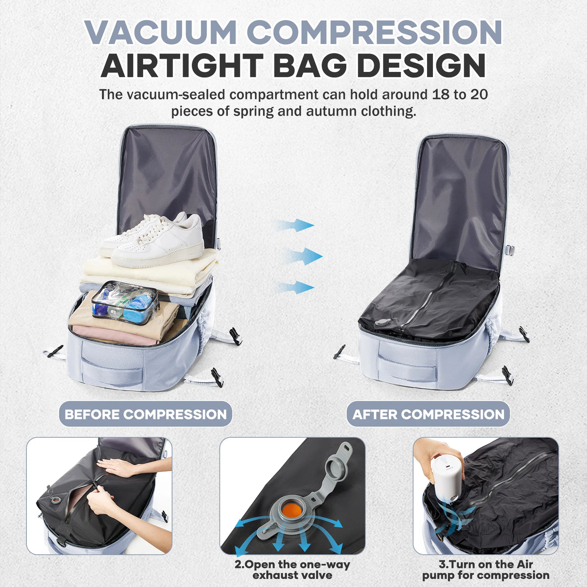 Vacuum Compression Laptop Travel Backpack – product image 8