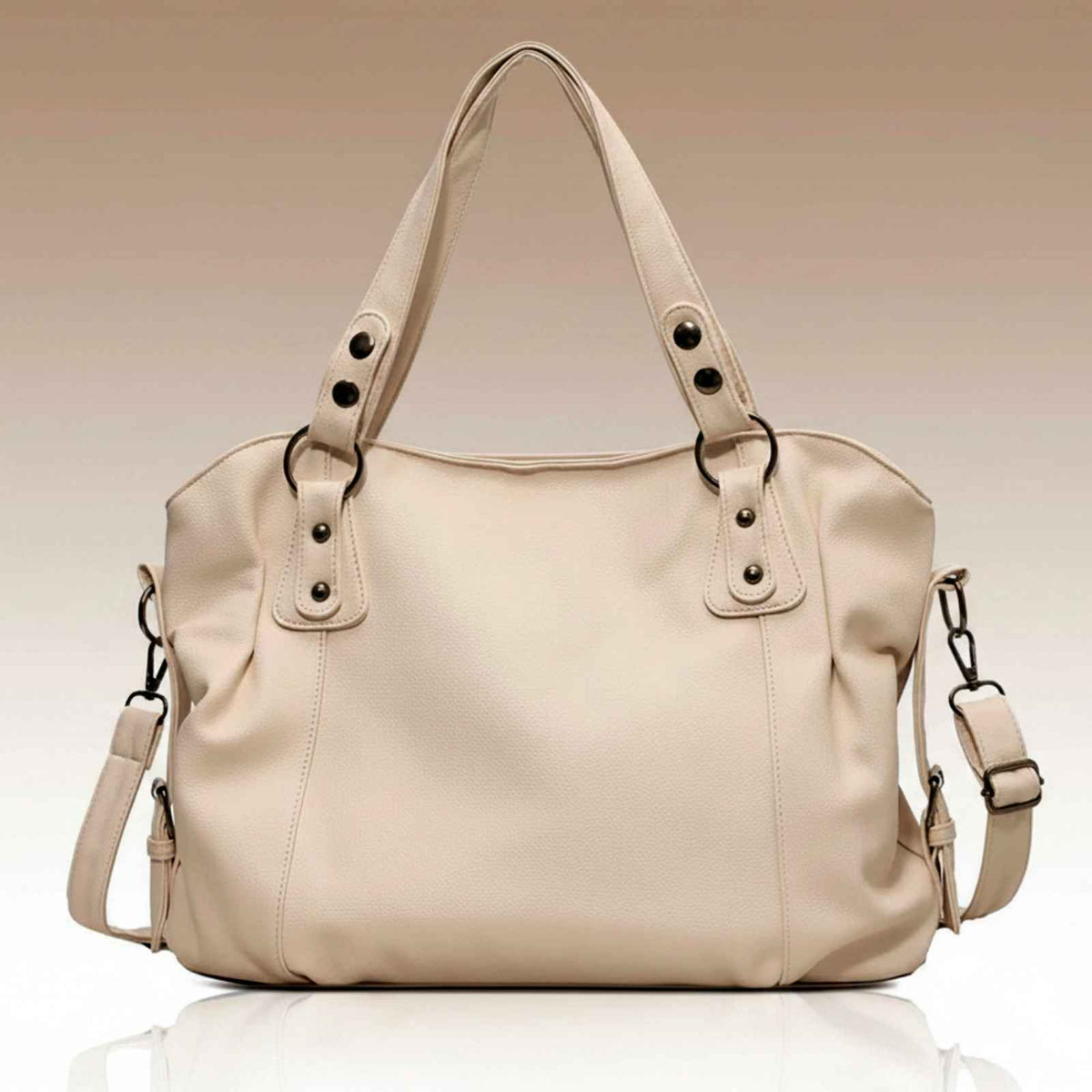 Vanderwah Large Soft PU Leather Laptop Tote in Beige – product image 9