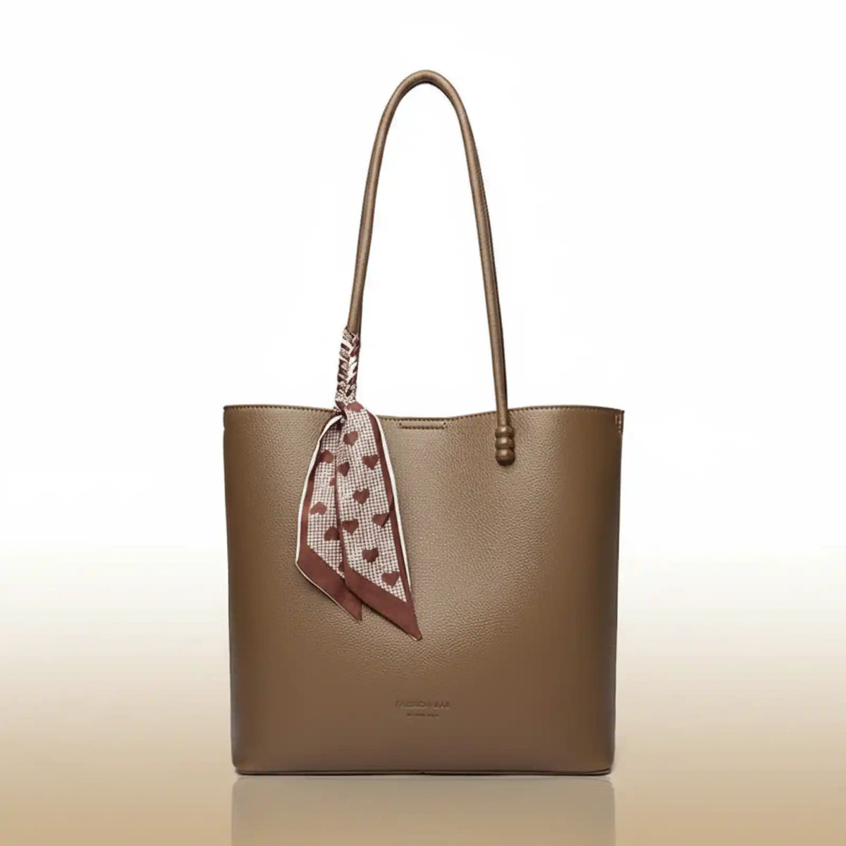 VANDERWAH Pebbled Vegan Leather Work Tote in Dark Khaki – product image 7