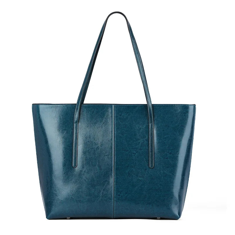 Vintage Genuine Leather Work Tote Bag for Women Burminsa
