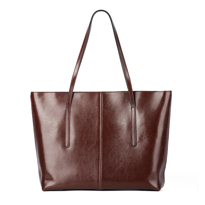 Vintage Genuine Leather Work Tote Bag for Women Burminsa