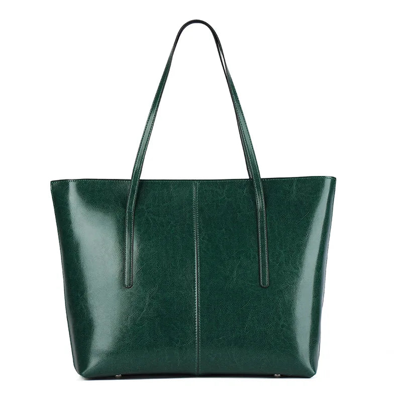 Vintage Genuine Leather Work Tote Bag for Women Burminsa