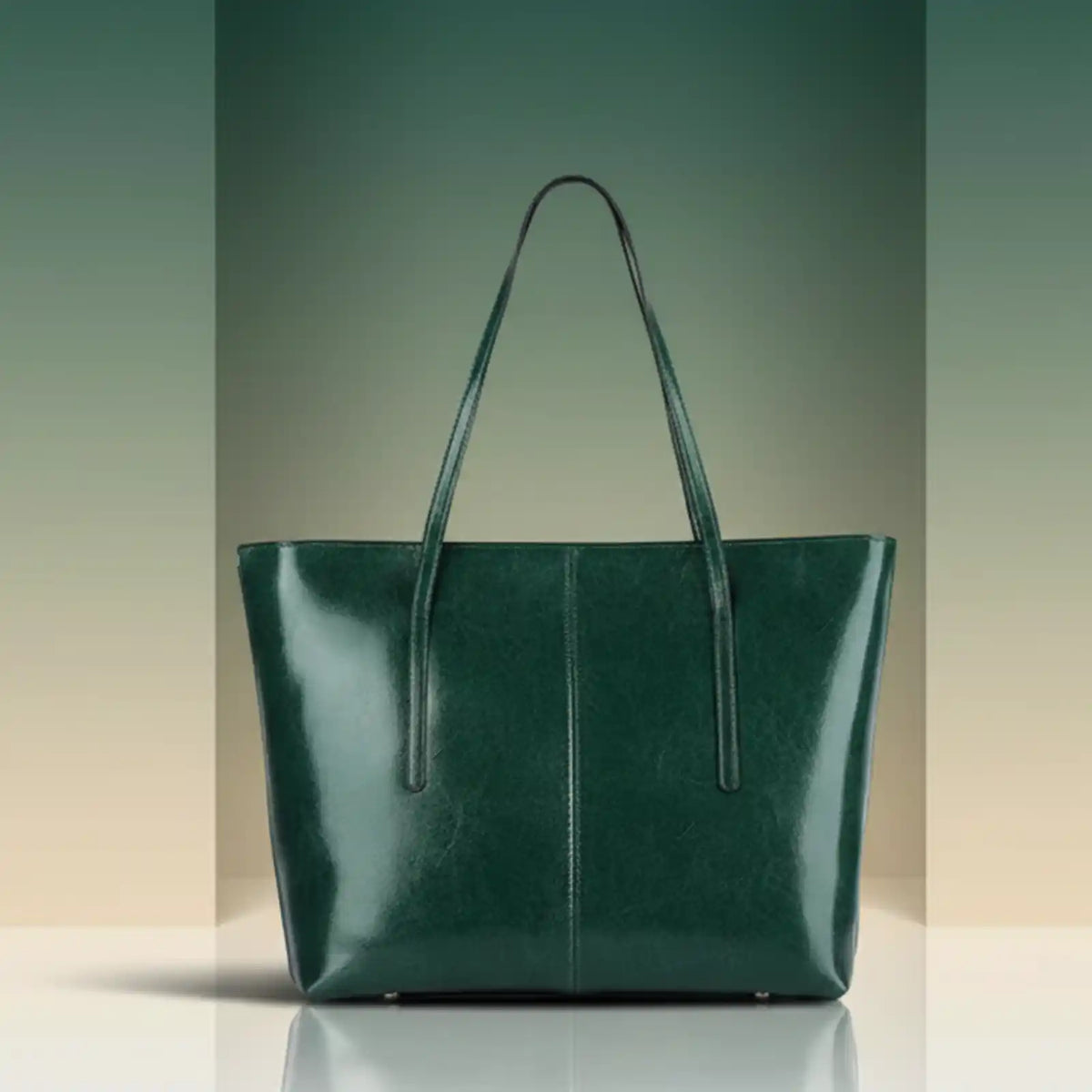Vintage Genuine Leather Work Tote Bag for Women in Green – product image 9