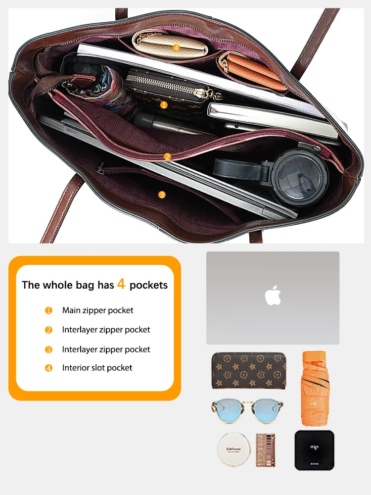 Women's Genuine Leather Work Tote Bag for 14" Laptop Smash Price Shop Work Tote Bag