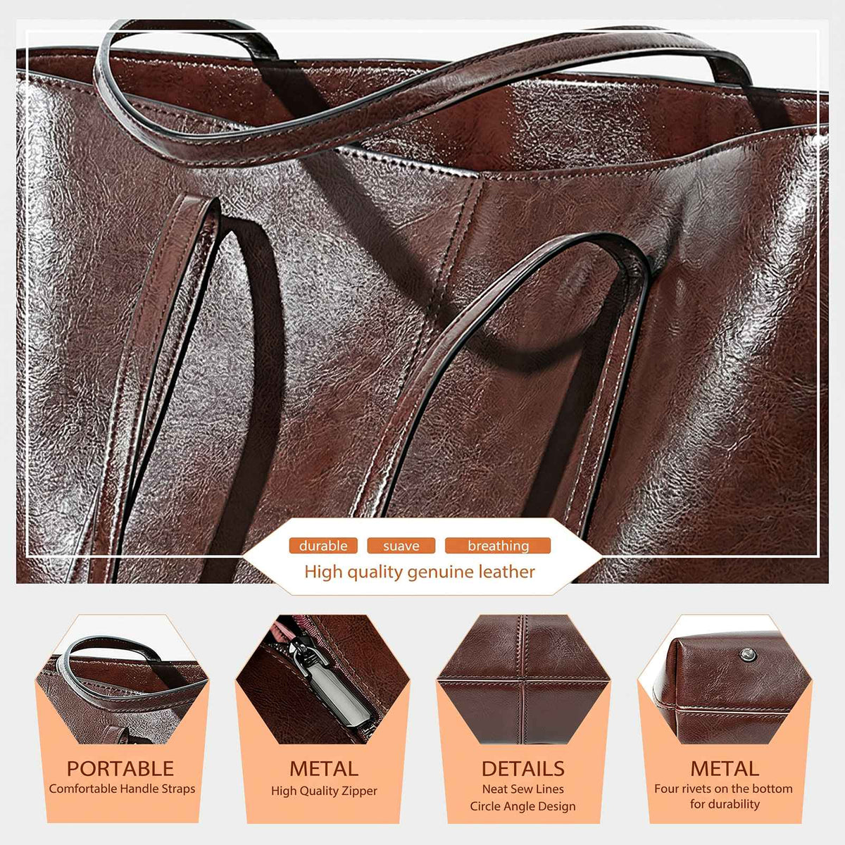 Women's Genuine Leather Work Tote Bag for 14" Laptop Smash Price Shop Work Tote Bag