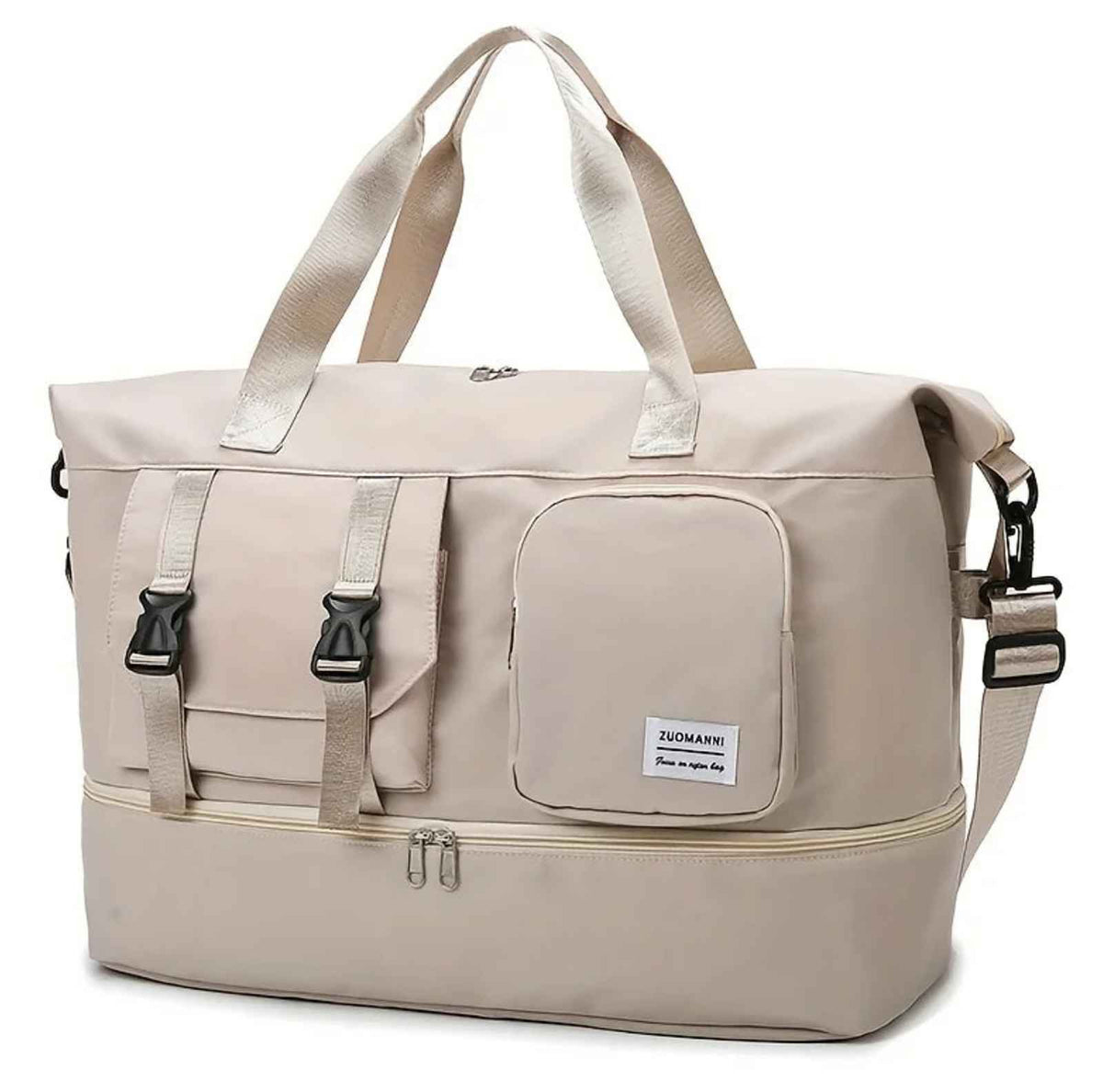 Women’s Large Capacity Weekender Travel Duffel Bag in beige – product image 10