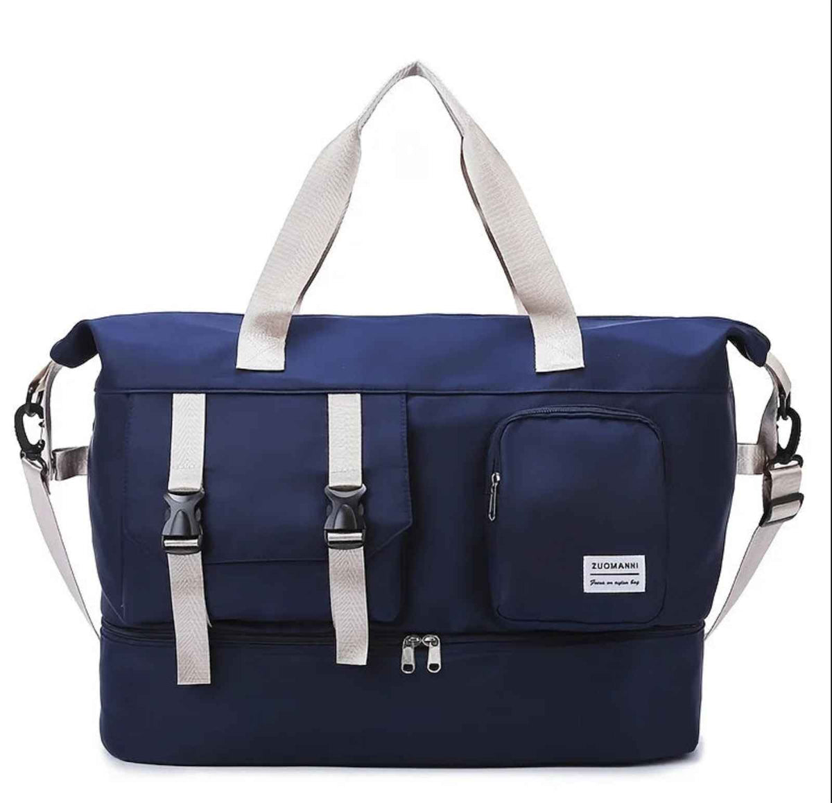 Women’s Large Capacity Weekender Travel Duffel Bag in blue white – product image 11