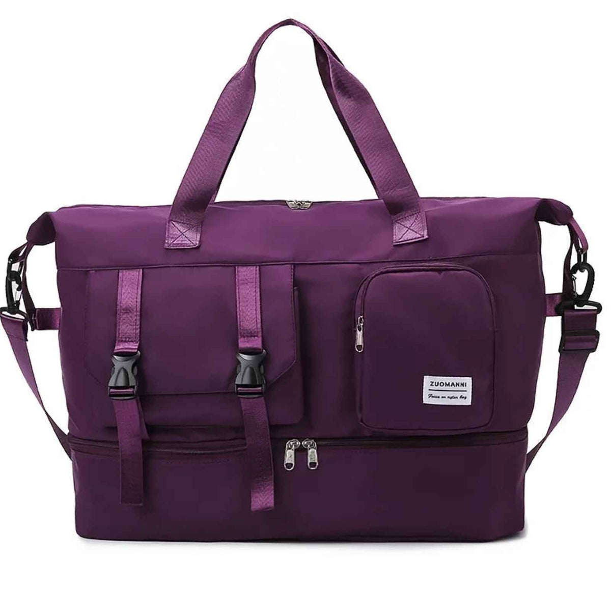 Women’s Large Capacity Weekender Travel Duffel Bag in deep purple – product image 12