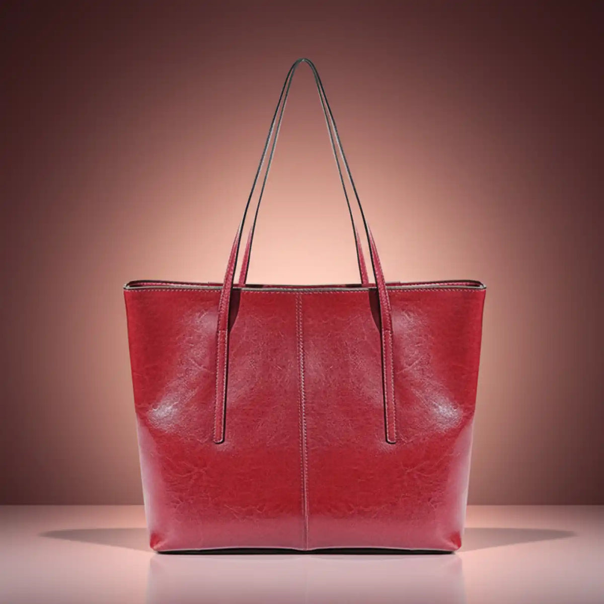Genuine Leather Work Tote for 14-Inch Laptop in Wine Red / (30cm<Max Length<50cm) – product image 5