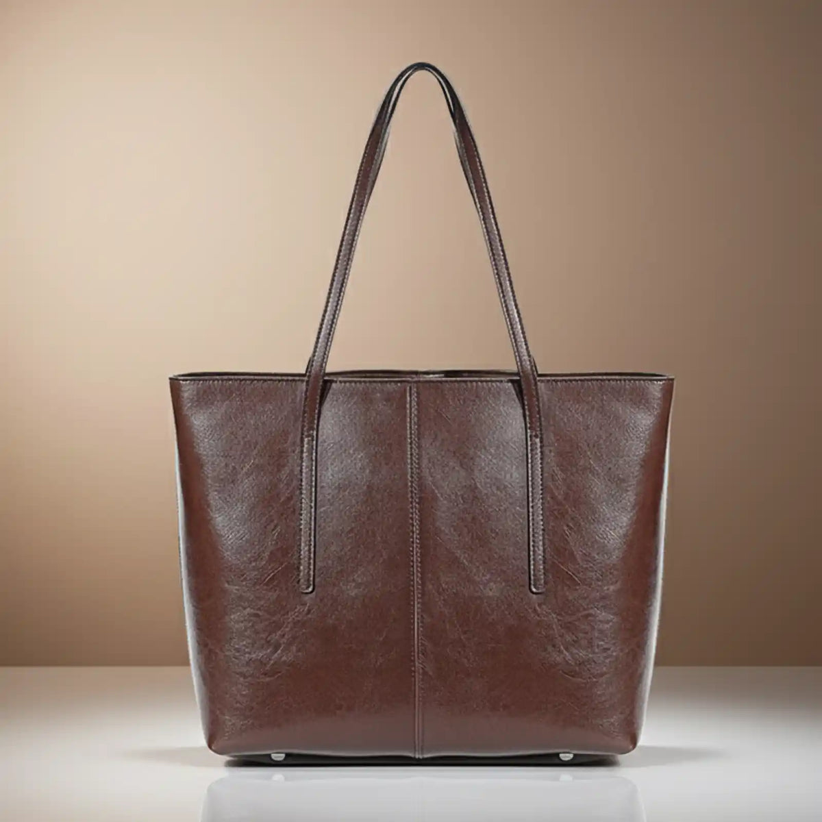 Genuine Leather Work Tote for 14-Inch Laptop in Coffee / (30cm<Max Length<50cm) – product image 8