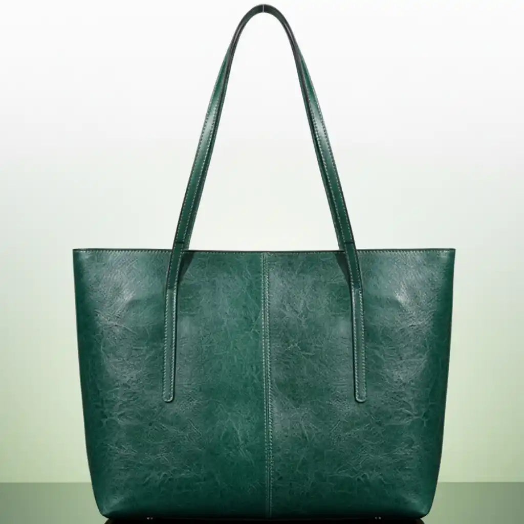Genuine Leather Work Tote for 14-Inch Laptop in Green / (30cm<Max Length<50cm) – product image 9