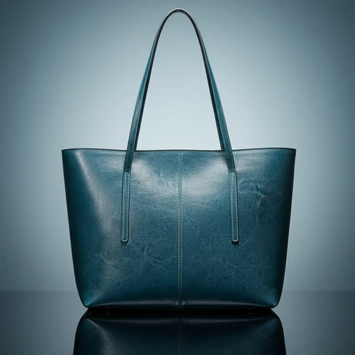 Genuine Leather Work Tote for 14-Inch Laptop in Peacock blue / (30cm<Max Length<50cm) – product image 10