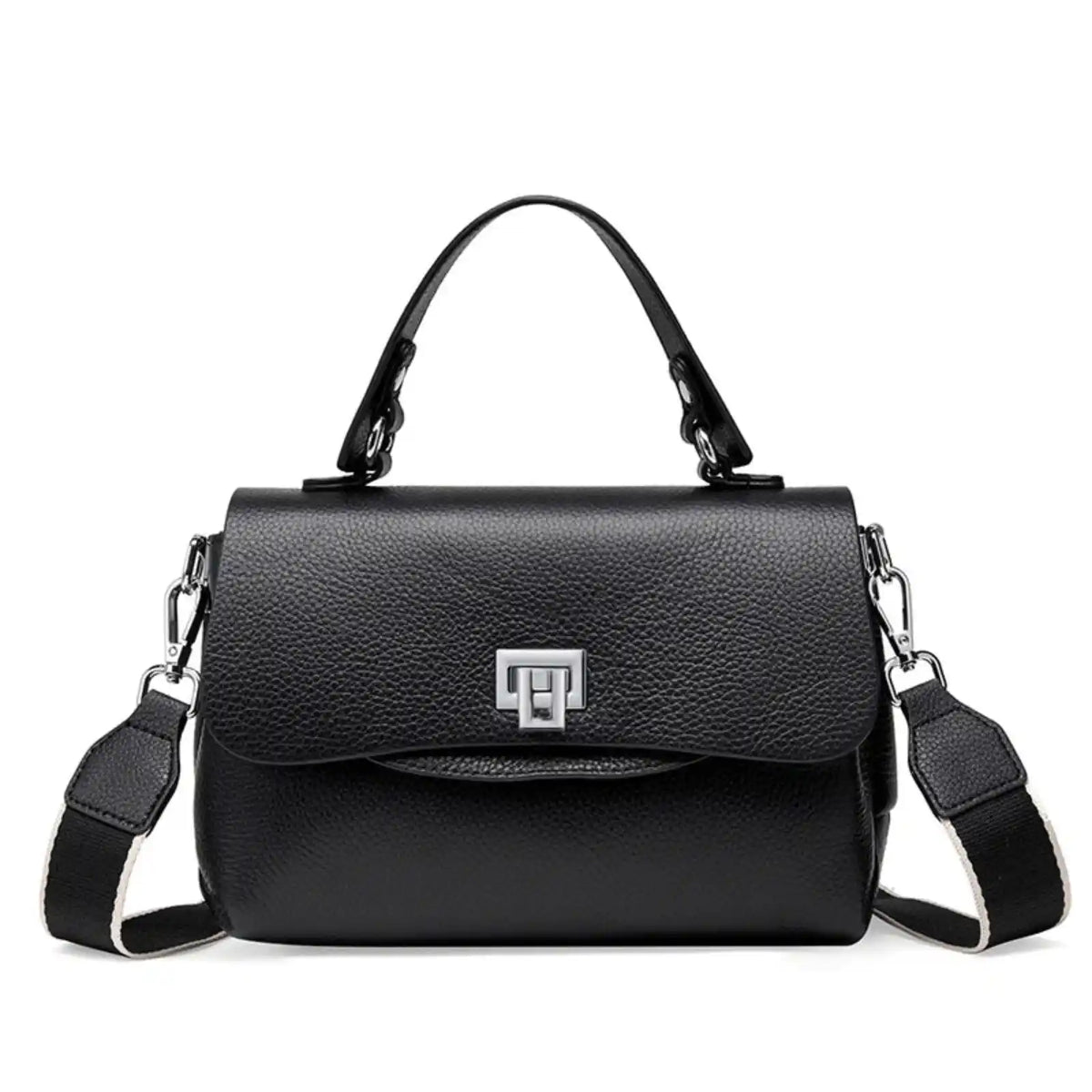 ZENCY Genuine Leather Convertible Crossbody Bag in Black – product image 5