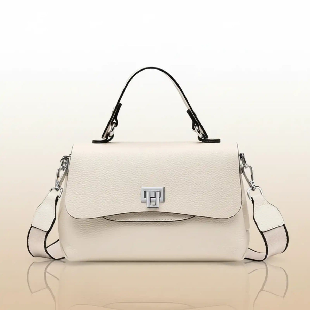 ZENCY Genuine Leather Convertible Crossbody Bag in Beige – product image 8