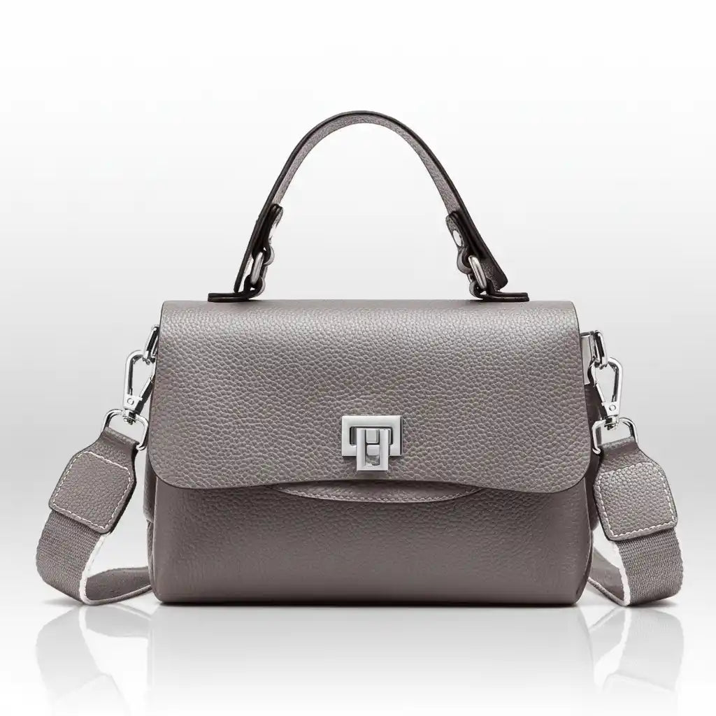 ZENCY Genuine Leather Convertible Crossbody Bag in Grey – product image 9