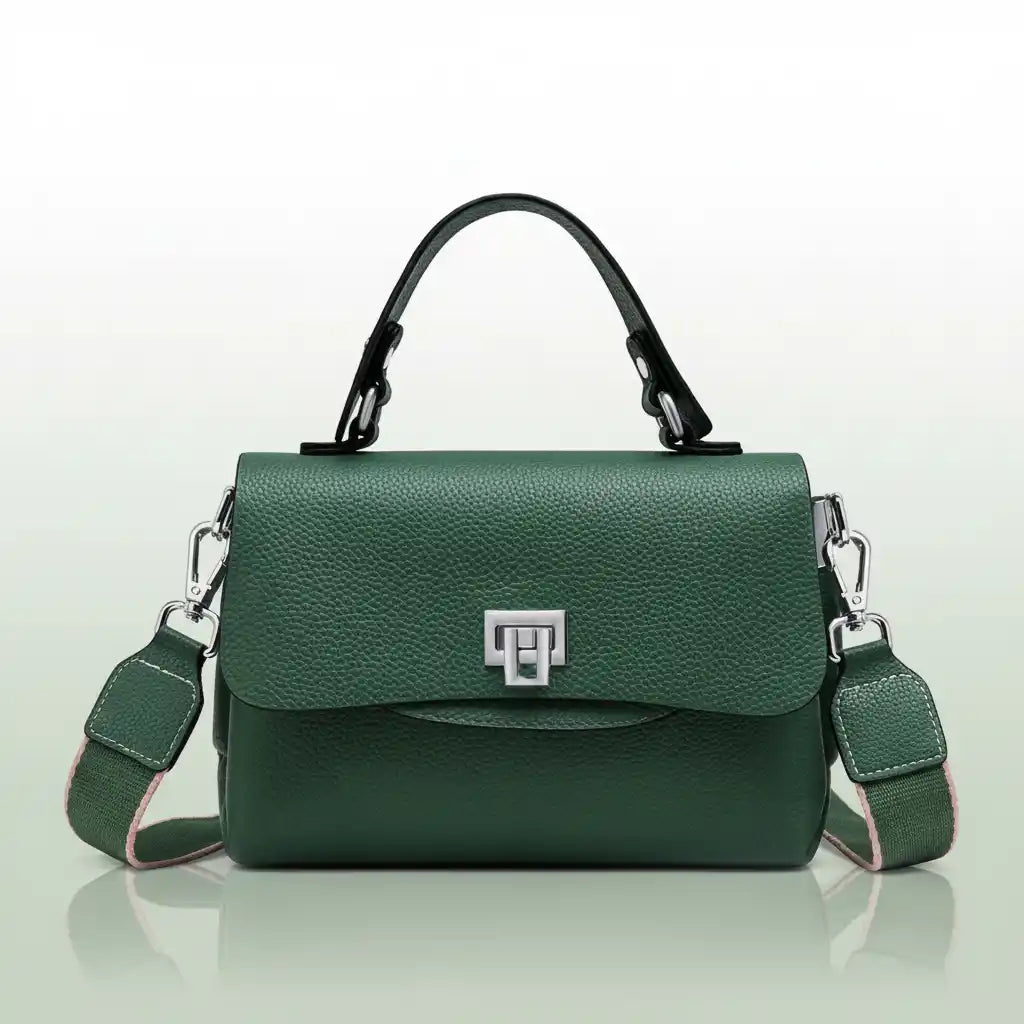 ZENCY Genuine Leather Convertible Crossbody Bag in Dark Green – product image 16
