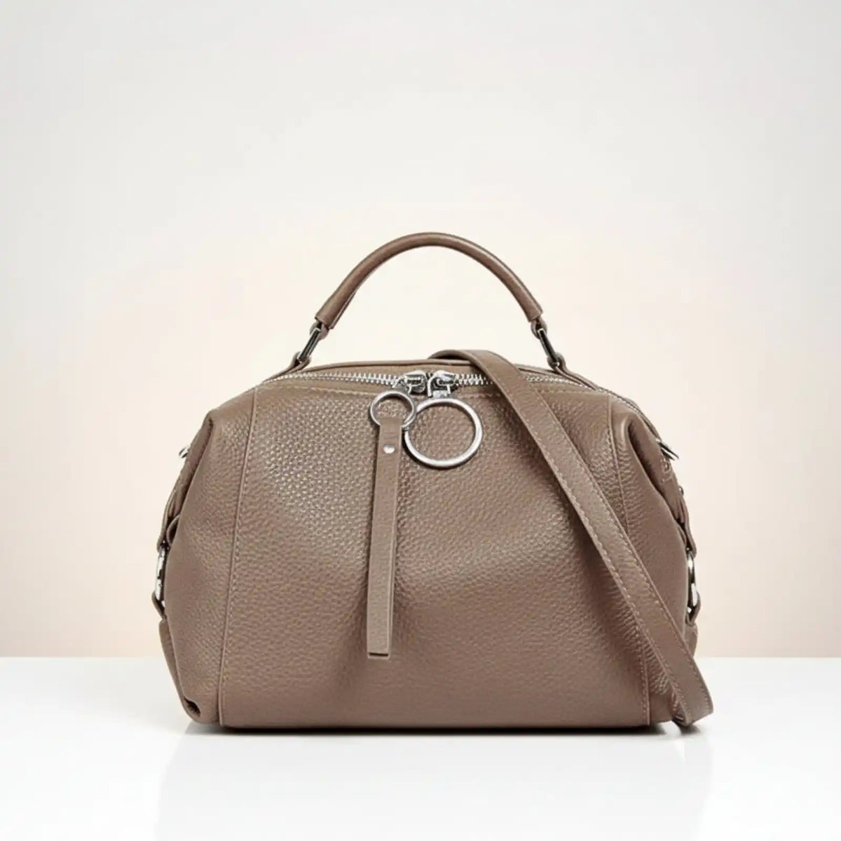 Zency Genuine Leather Convertible Satchel Bag in Khaki / China Mainland – product image 6