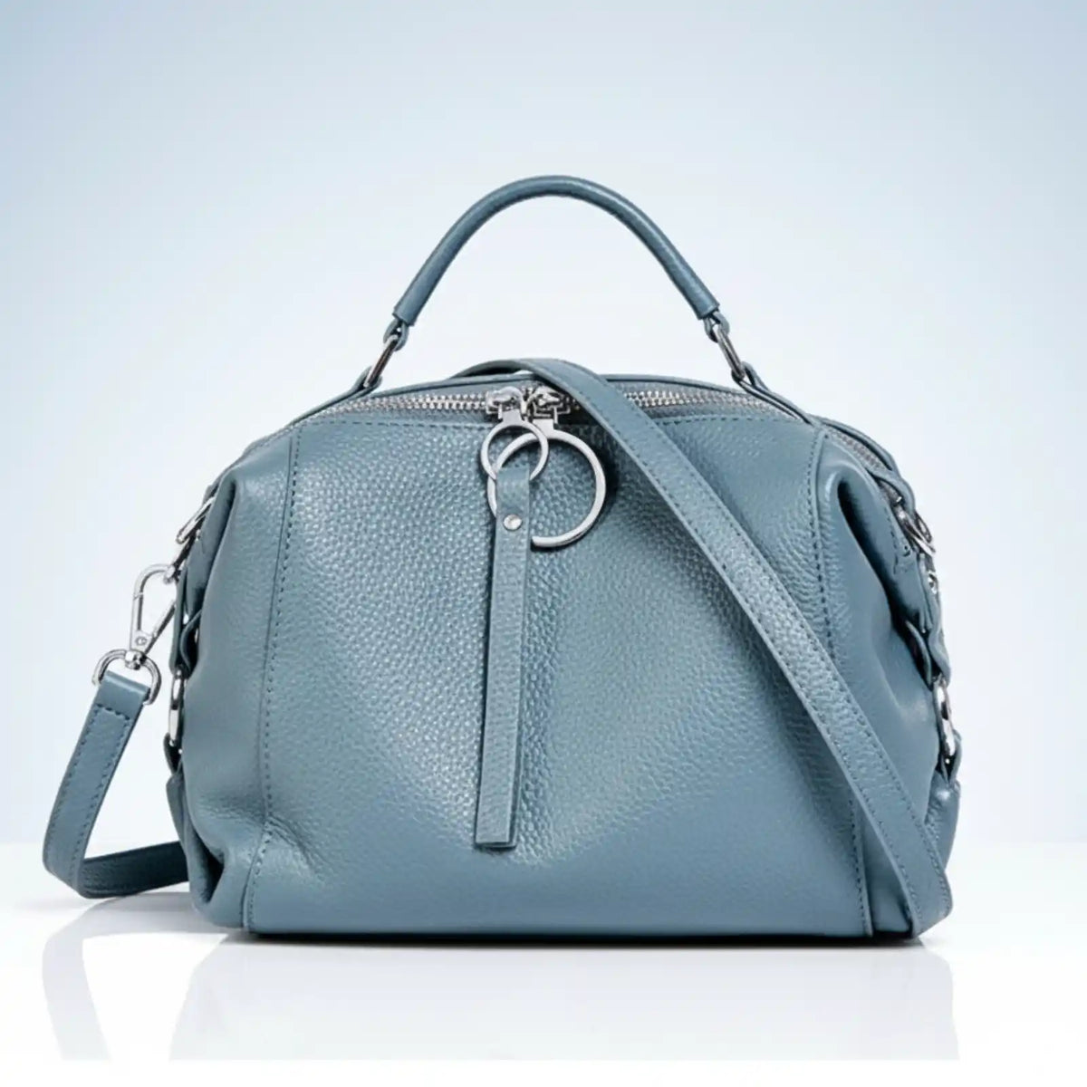 Zency Genuine Leather Convertible Satchel Bag in Linen Blue / China Mainland – product image 8