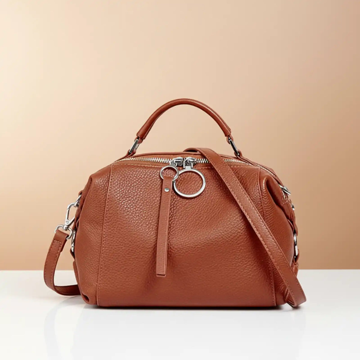Zency Genuine Leather Convertible Satchel Bag in Brown / China Mainland – product image 9