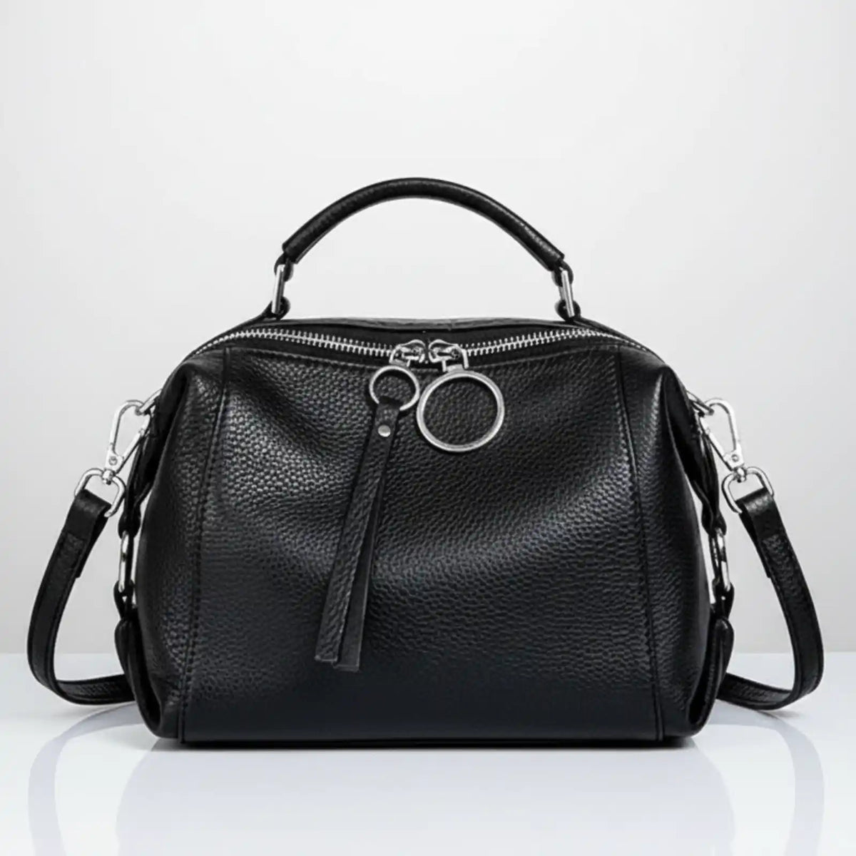Zency Genuine Leather Convertible Satchel Bag in Black / China Mainland – product image 10