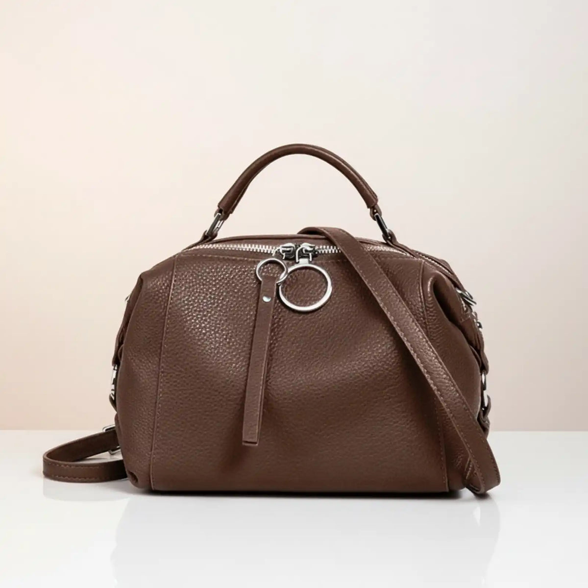 Zency Genuine Leather Convertible Satchel Bag in Dark Brown / China Mainland – product image 13