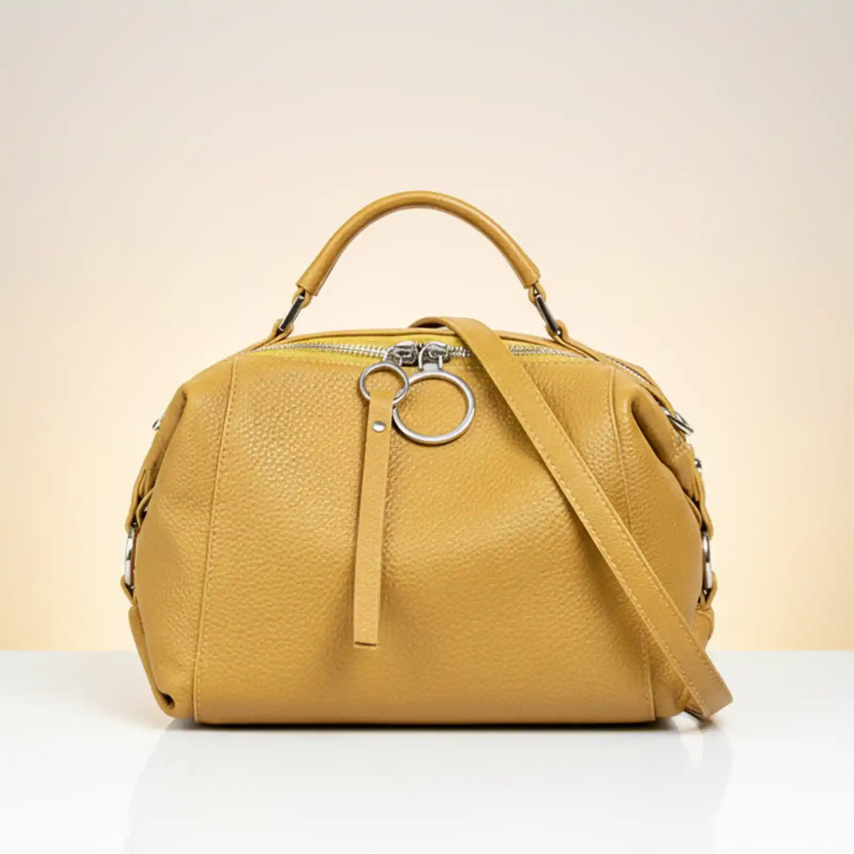 Zency Genuine Leather Convertible Satchel Bag in Yellow / China Mainland – product image 14
