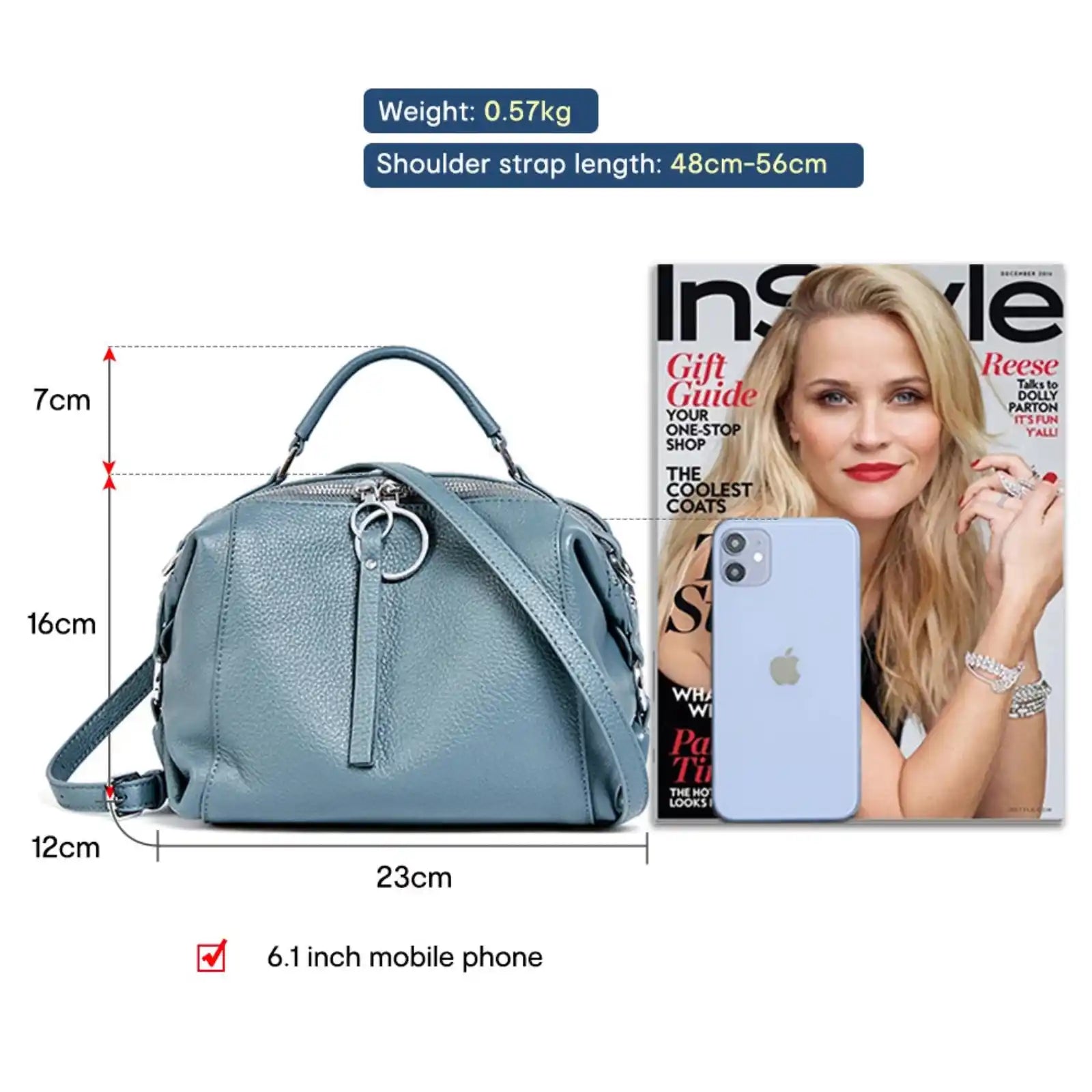 Zency Genuine Leather Convertible Satchel Bag – product image 16