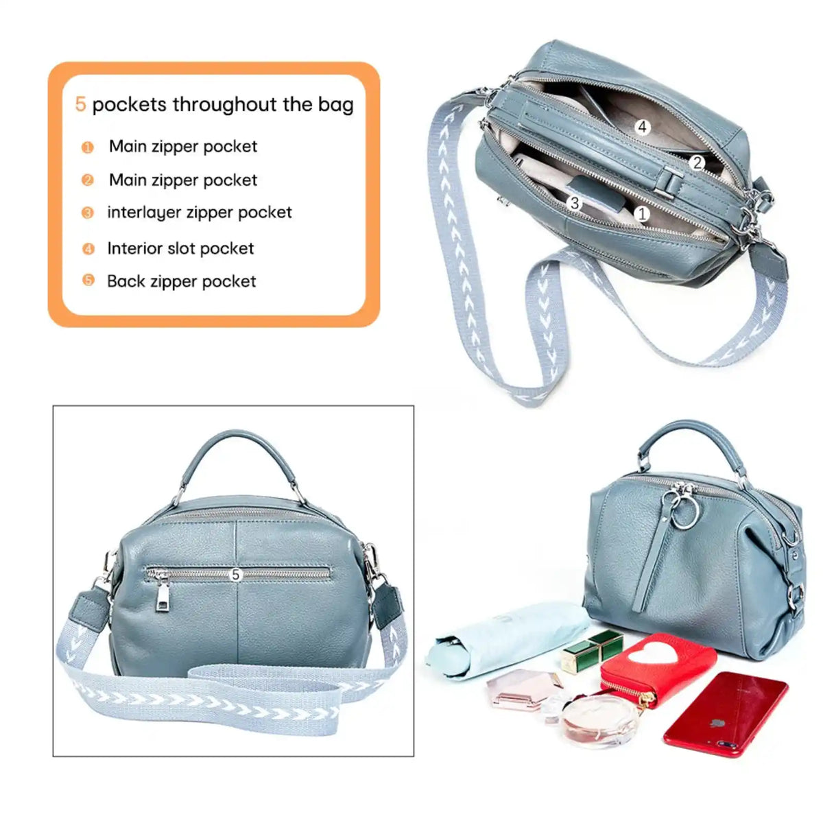 Zency Genuine Leather Convertible Satchel Bag – product image 17