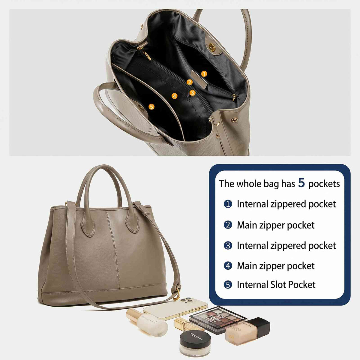 ZENCY Genuine Leather Convertible Tote Bag – product image 11