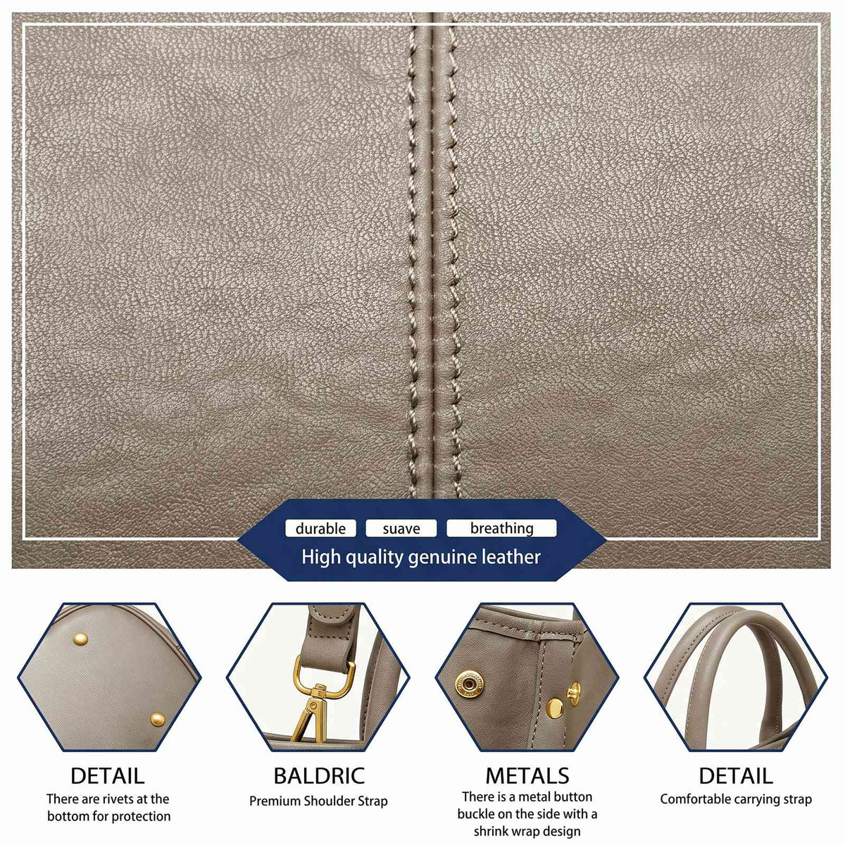 ZENCY Genuine Leather Convertible Tote Bag – product image 12