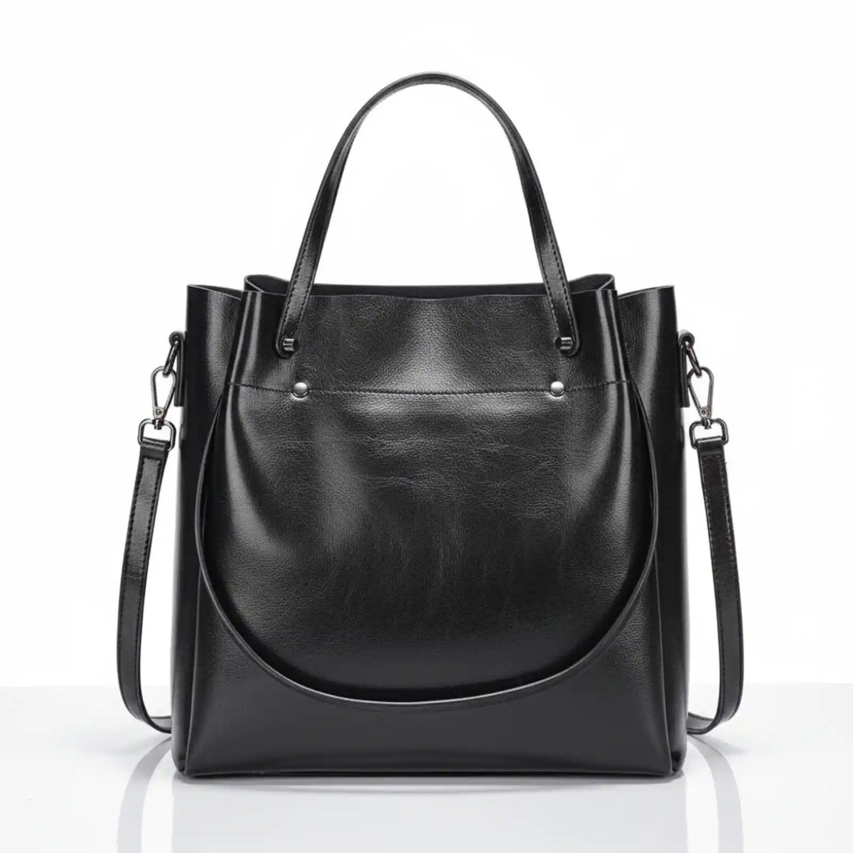 Zency Genuine Leather Luxury Convertible Tote Bag in Black – product image 8