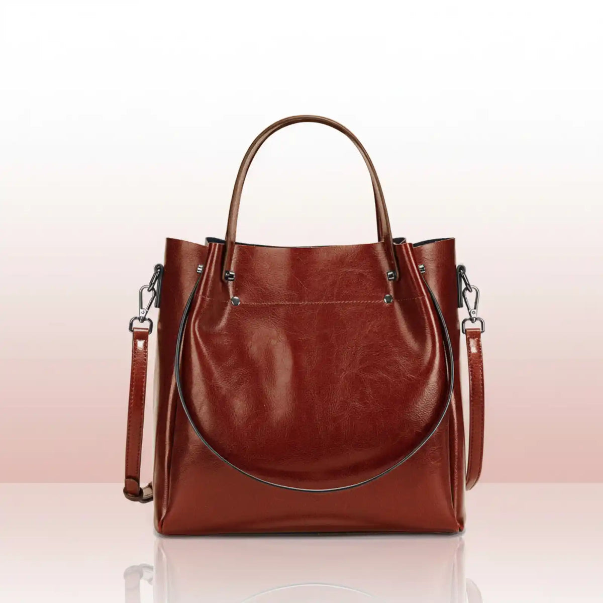 Zency Genuine Leather Luxury Convertible Tote Bag in Coffee – product image 9