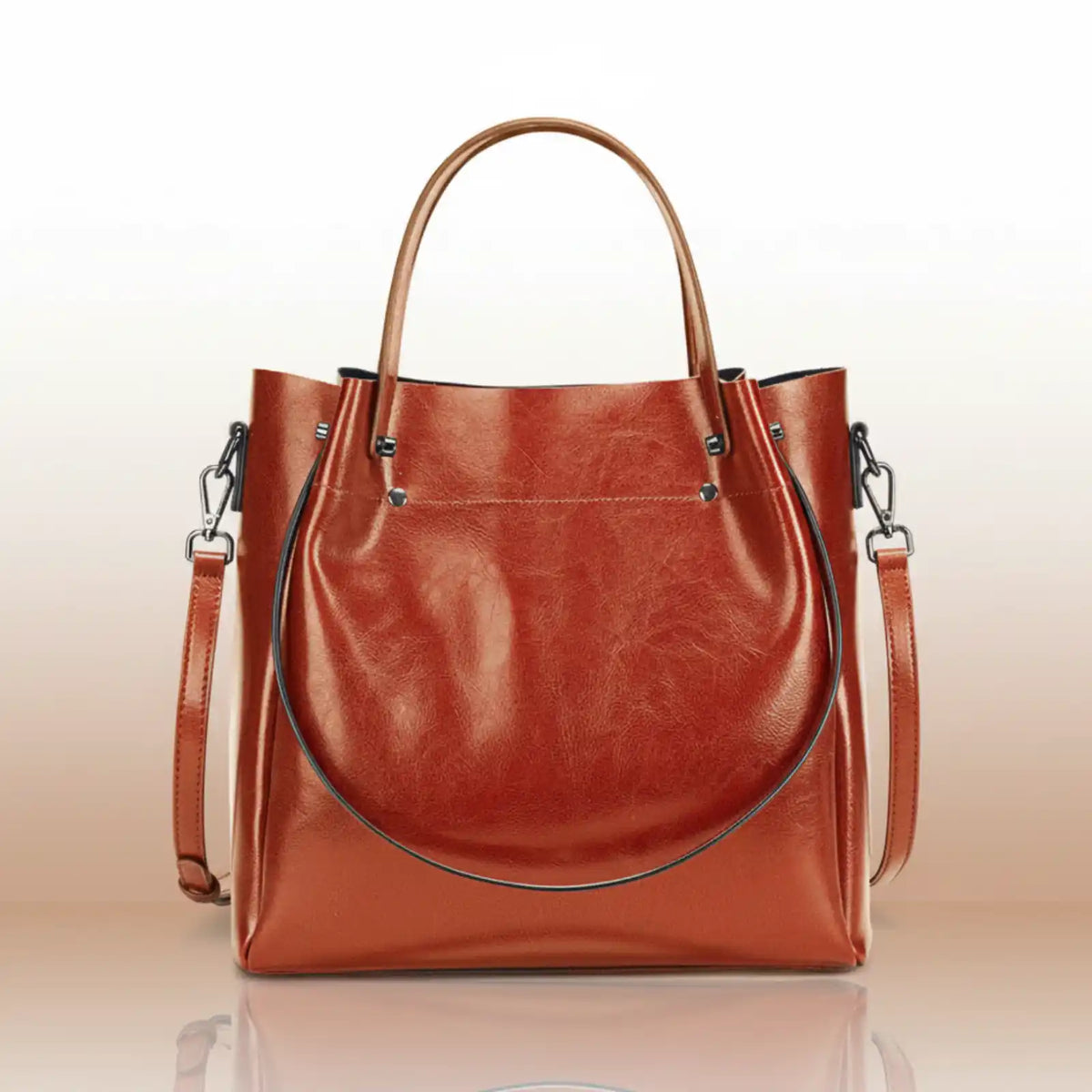 Zency Genuine Leather Luxury Convertible Tote Bag in Brown – product image 10
