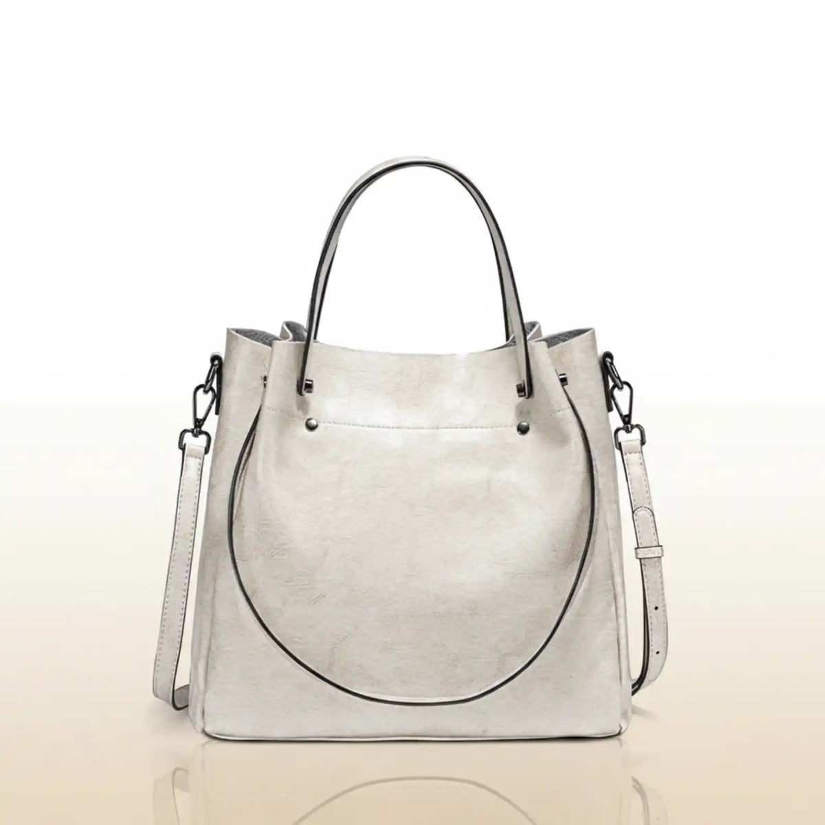 Zency Genuine Leather Luxury Convertible Tote Bag in White – product image 11