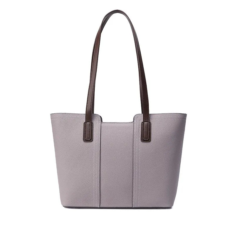 Zency Genuine Leather Women's Work Tote Bag Handbag Classic Elegant Beige Large Capacity Shopper Bag Pocket Black Purse For A4 Smash Price Shop