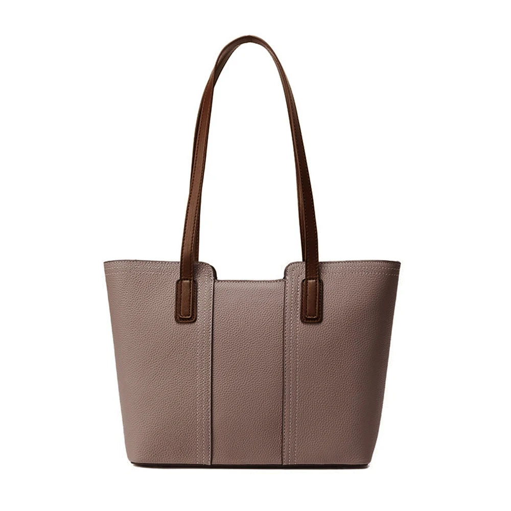 Zency Genuine Leather Women's Work Tote Bag Handbag Classic Elegant Beige Large Capacity Shopper Bag Pocket Black Purse For A4 Smash Price Shop