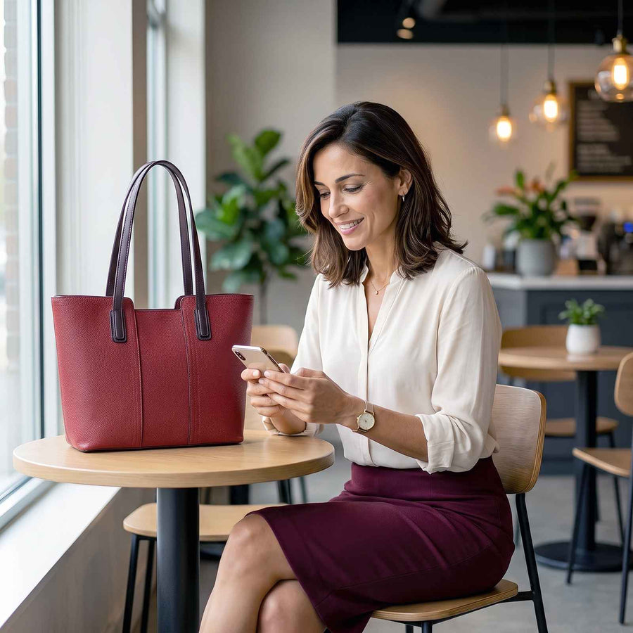 ZENCY Genuine Leather Work Tote Bag – lifestyle image 3