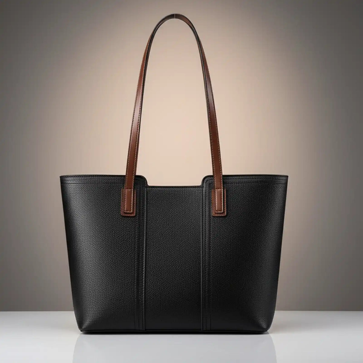ZENCY Genuine Leather Work Tote Bag in Black – product image 5