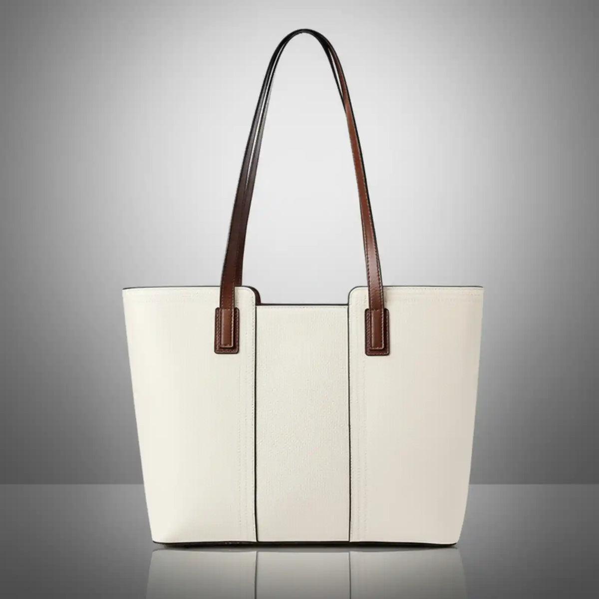 ZENCY Genuine Leather Work Tote Bag in Beige – product image 6