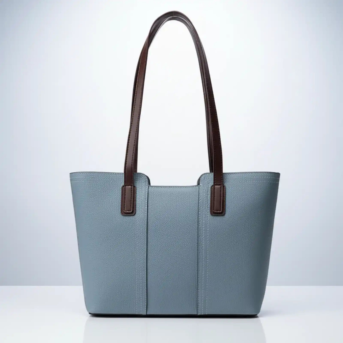 ZENCY Genuine Leather Work Tote Bag in Linen Blue – product image 11