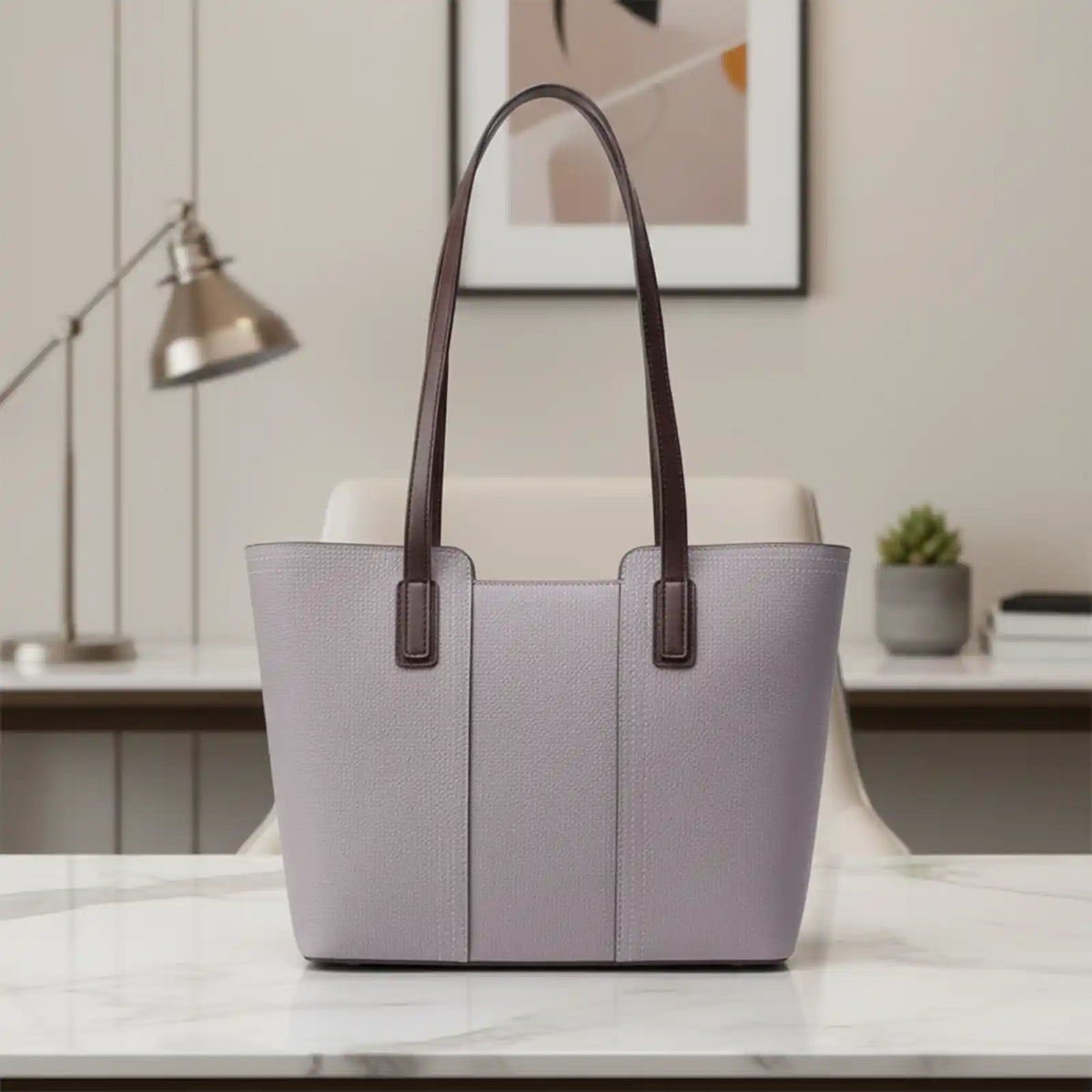 ZENCY Genuine Leather Work Tote Bag in Grey – product image 12
