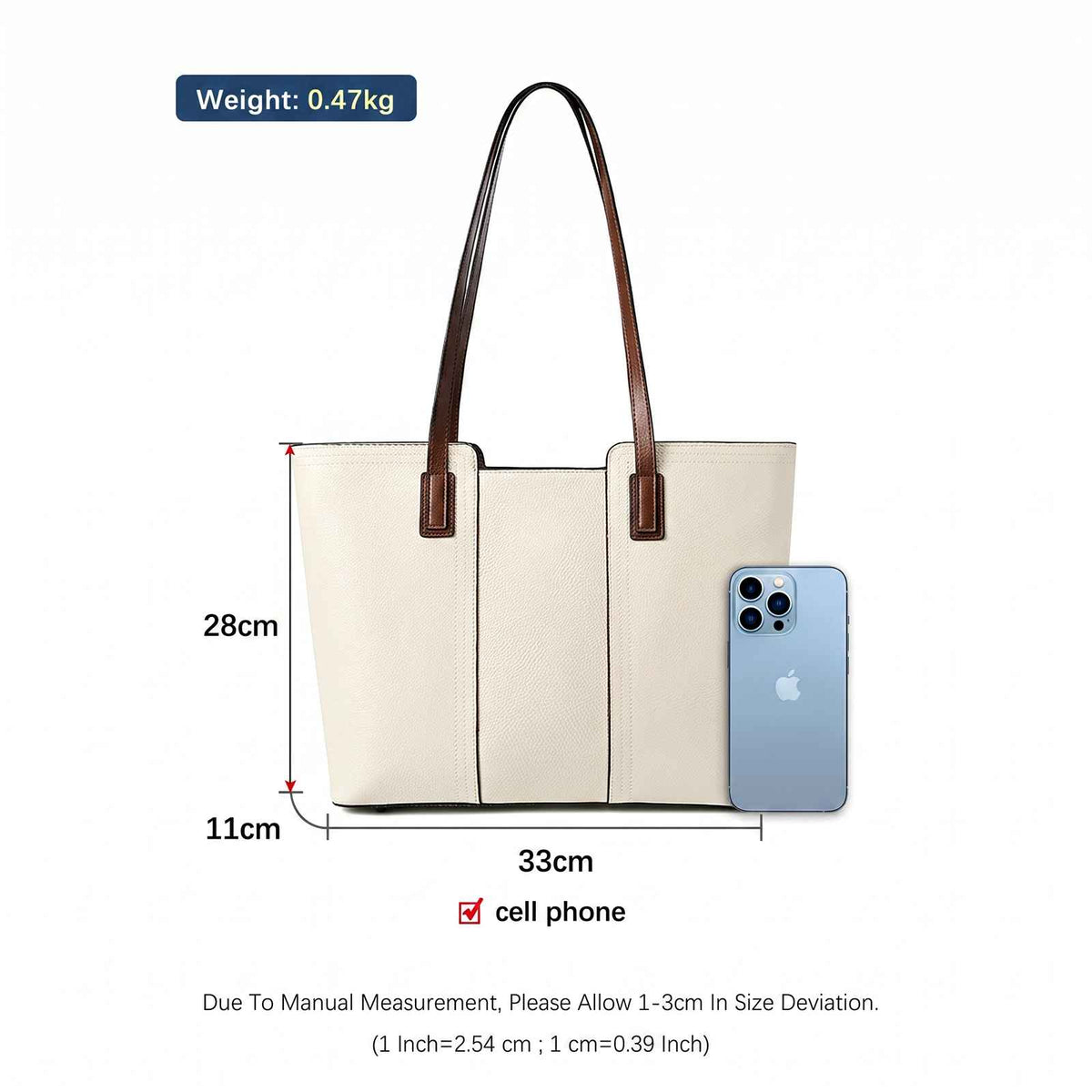 ZENCY Genuine Leather Work Tote Bag – product image 14