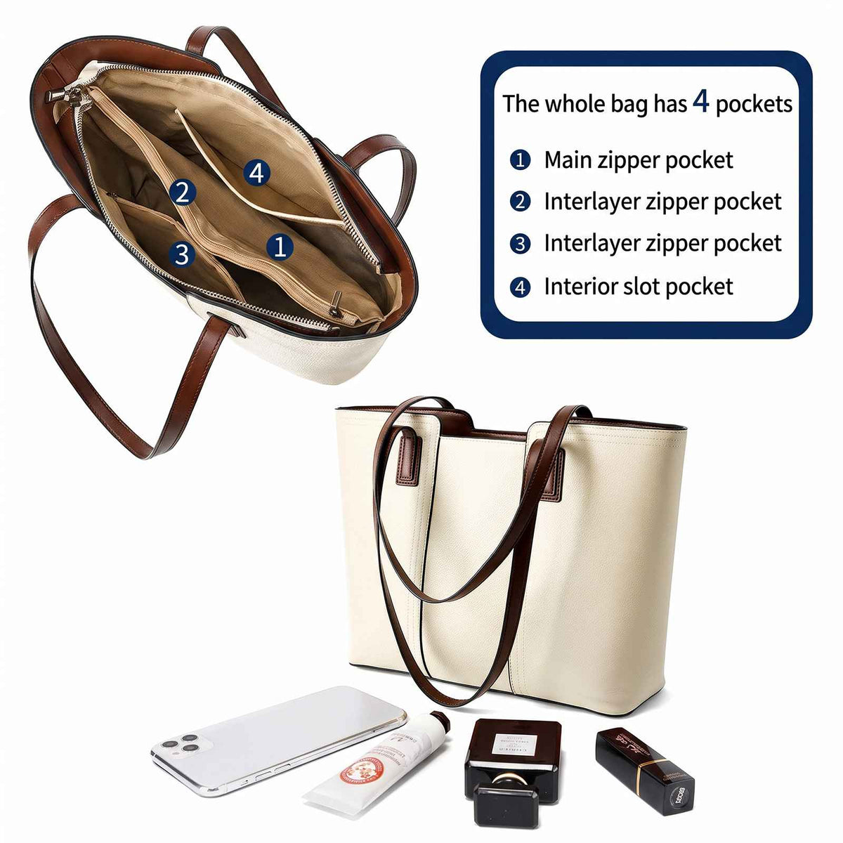 ZENCY Genuine Leather Work Tote Bag – product image 16