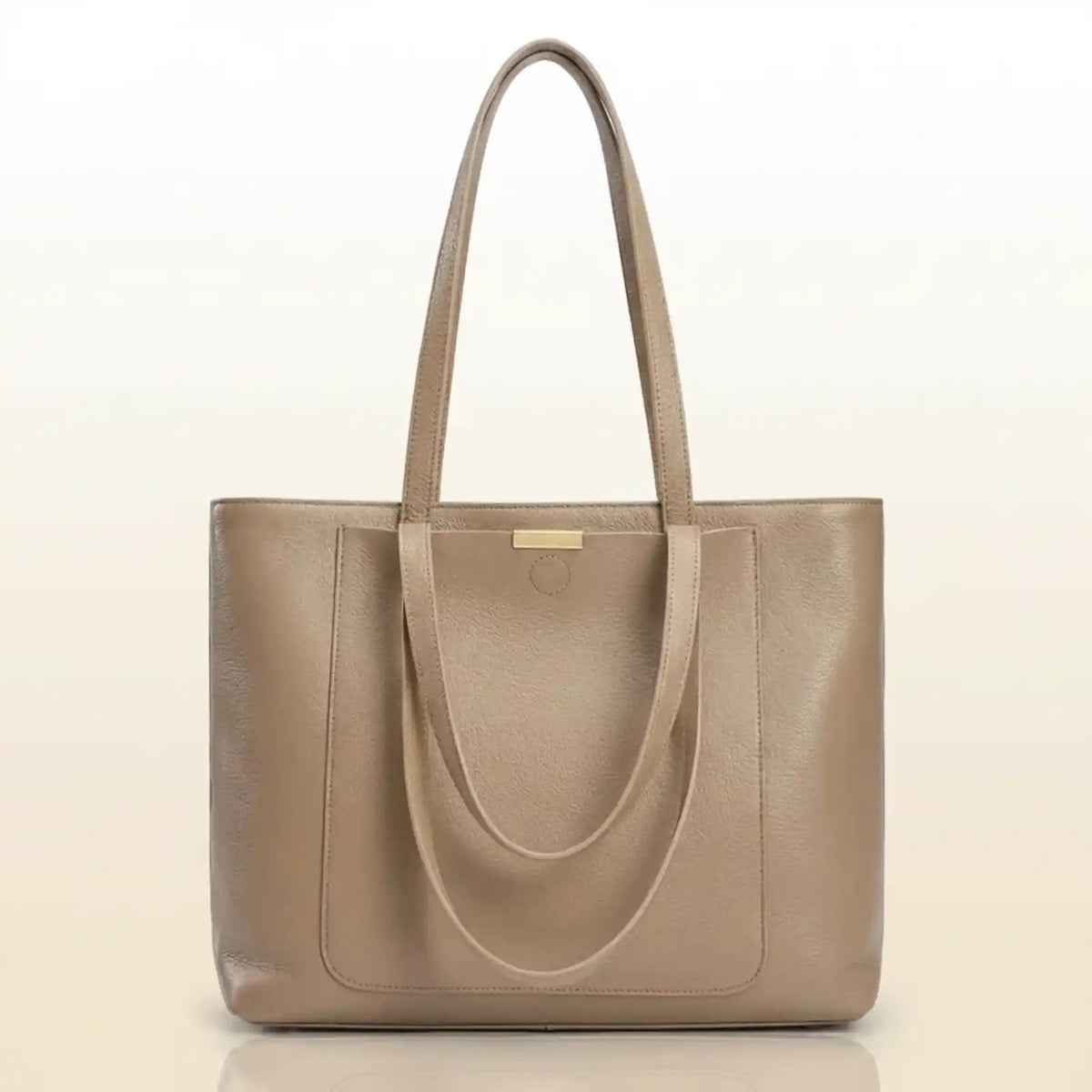 Zency Soft Cowhide Leather Shoulder Tote in Apricot – product image 5