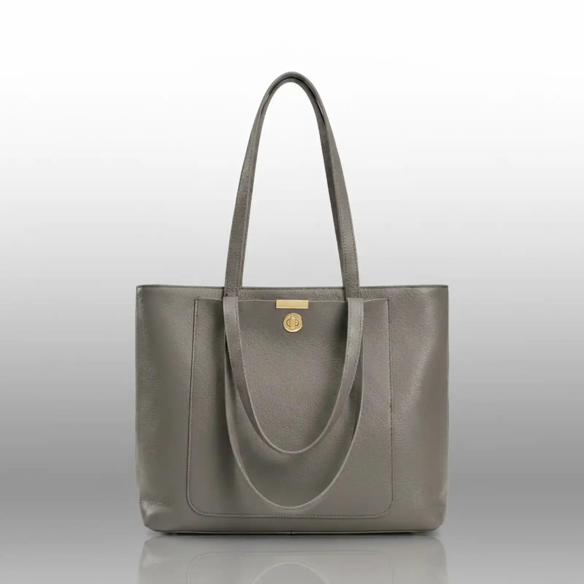 Zency Soft Cowhide Leather Shoulder Tote in Grey – product image 8