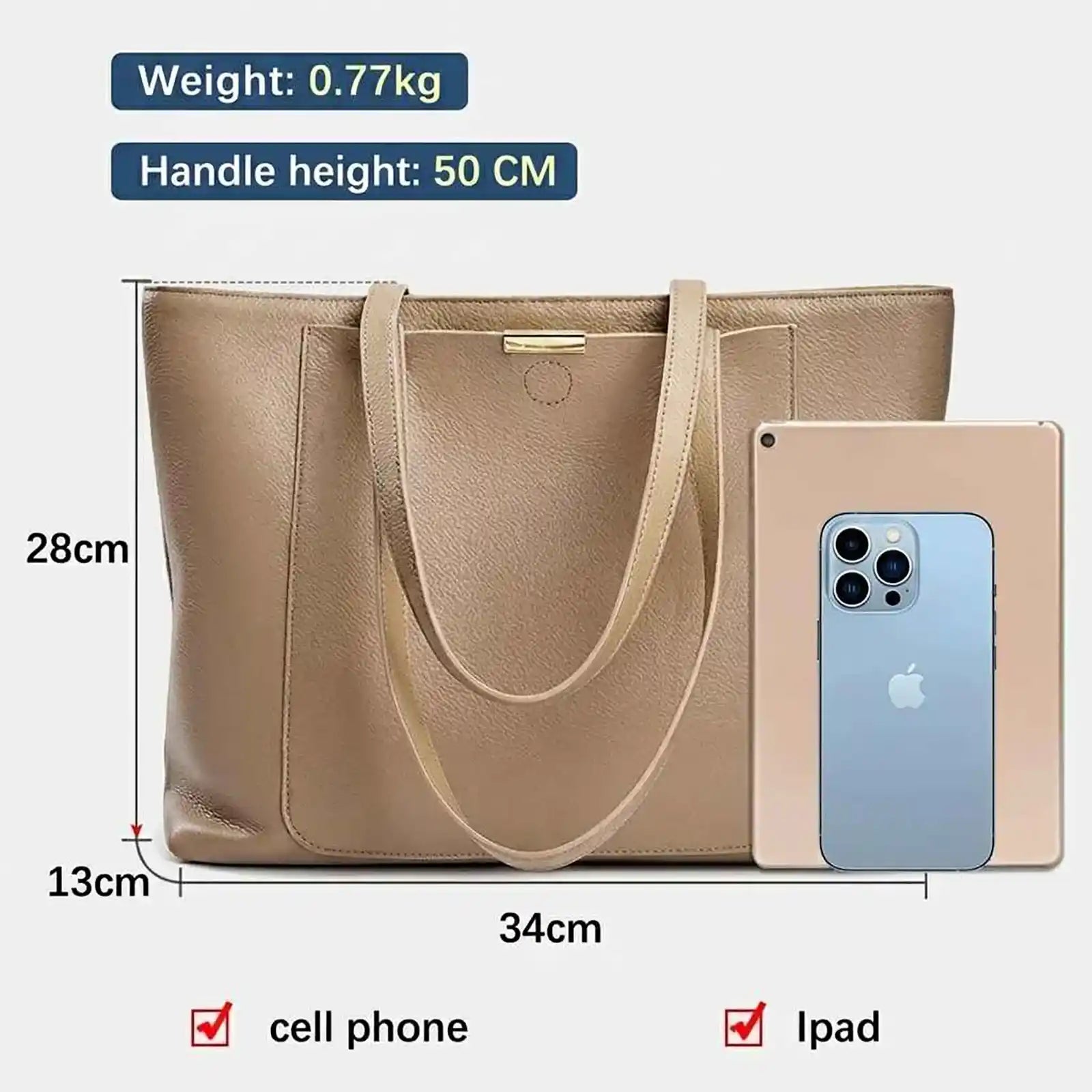 Zency Soft Cowhide Leather Shoulder Tote – product image 10