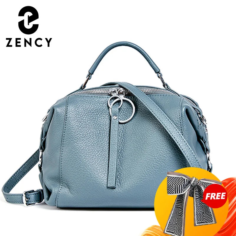Zency Women's Designers Handbag Genuine Leather Cowhide Crossody Ladies Shoulder Top Handle Satchel 2026 Pillow Bags Shopper Smash Price Shop