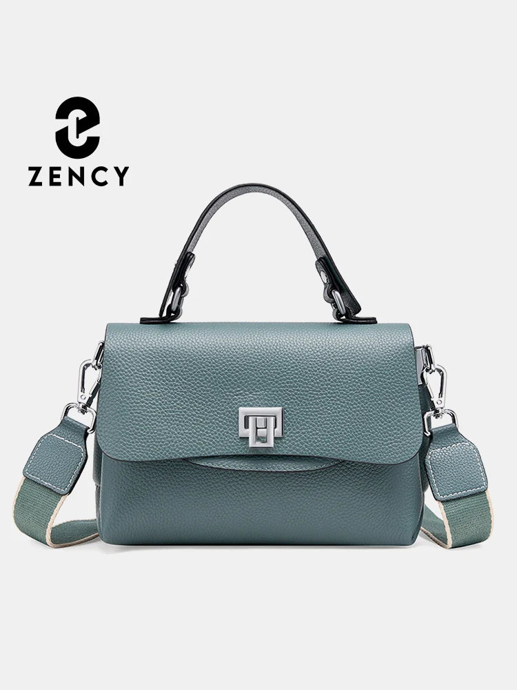 Zency Women's Genuine Leather Top-Handle Bag Simple Fashion Envelope Luxury Brand Shoulder Handbag Small Crossbody for Female Smash Price Shop