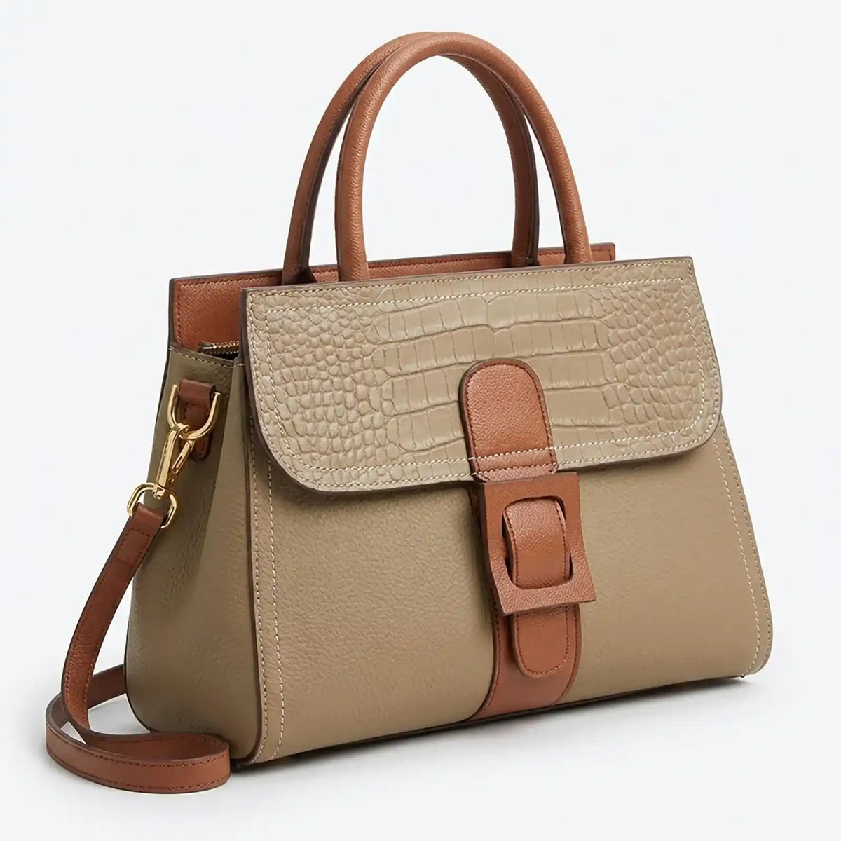 Zooler Genuine Leather Shoulder Luxury Tote Bag in Khaki – product image 7